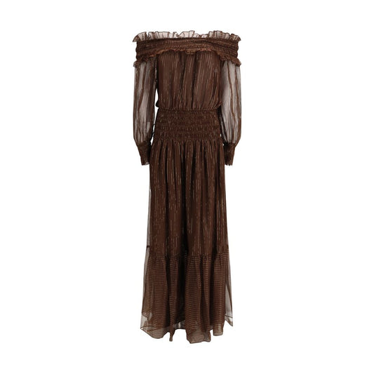 Self-Portrait Brown Silk Long Dress 1728,6,72470364320,Brown,Clothing,Dresses - Clothing,Long - Dresses - Clothing,New with tags,Self-Portrait,Women