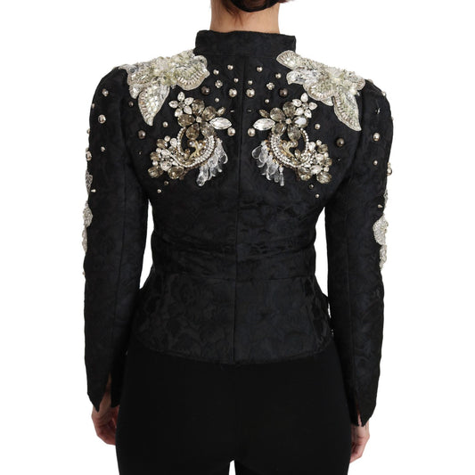 Dolce & Gabbana Elegant Black Silver Baroque Jacket Dolce & Gabbana Black