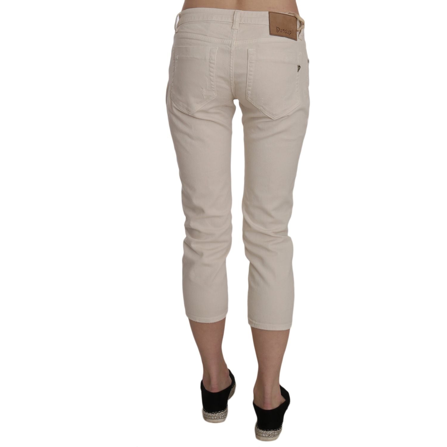 Dondup Beige Cotton Stretch Low Waist Skinny Cropped Capri Jeans