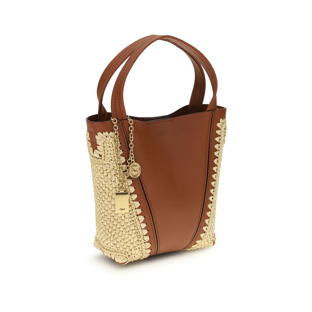 Chloé Beige The Spin raffia Bucket Bag
