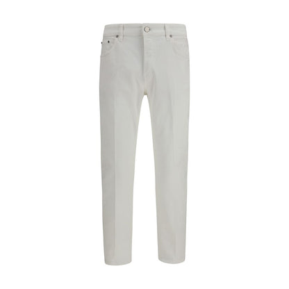 PT Torino White Cotton Tapered Jeans