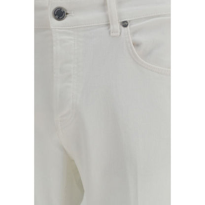 PT Torino White Cotton Tapered Jeans