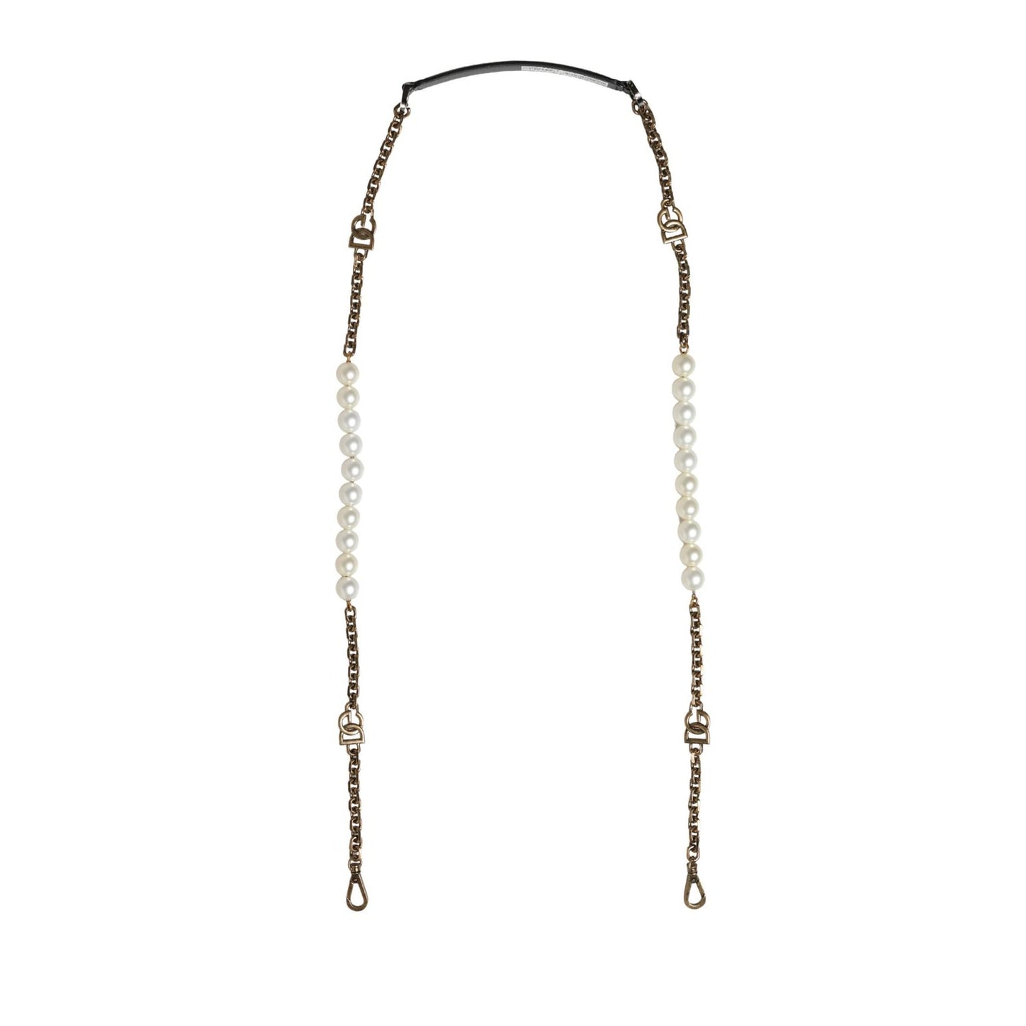 Dolce & Gabbana Black Leather Gold Chain Bag Accessory Shoulder Strap