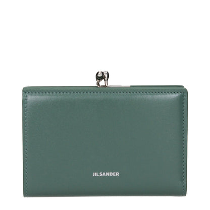 Jil Sander Green Leather Wallet