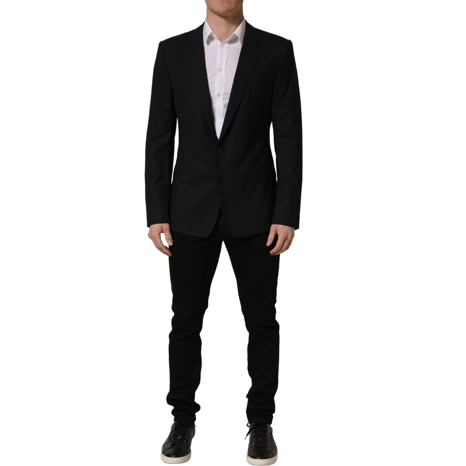 Dolce & Gabbana Dark Blue Wool Single Breasted Blazer Jacket