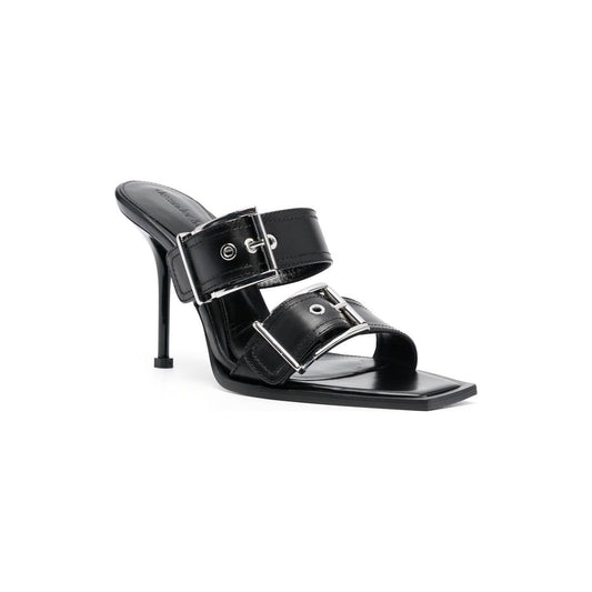 Alexander McQueen 100mm Buckled Leather Sandals Sandals Alexander Mcqueen Dark Slate Gray