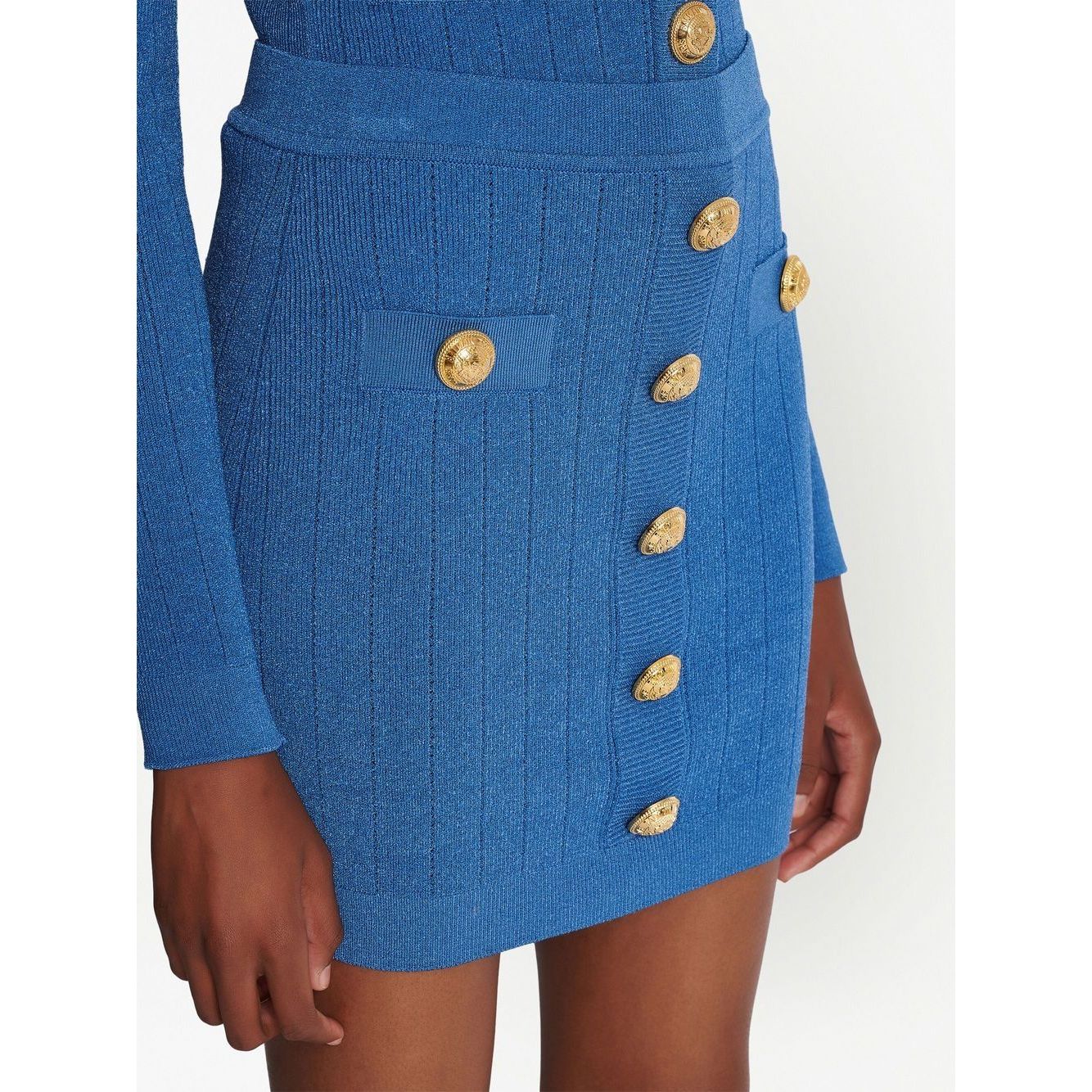 Balmain Button-detail knitted miniskirt