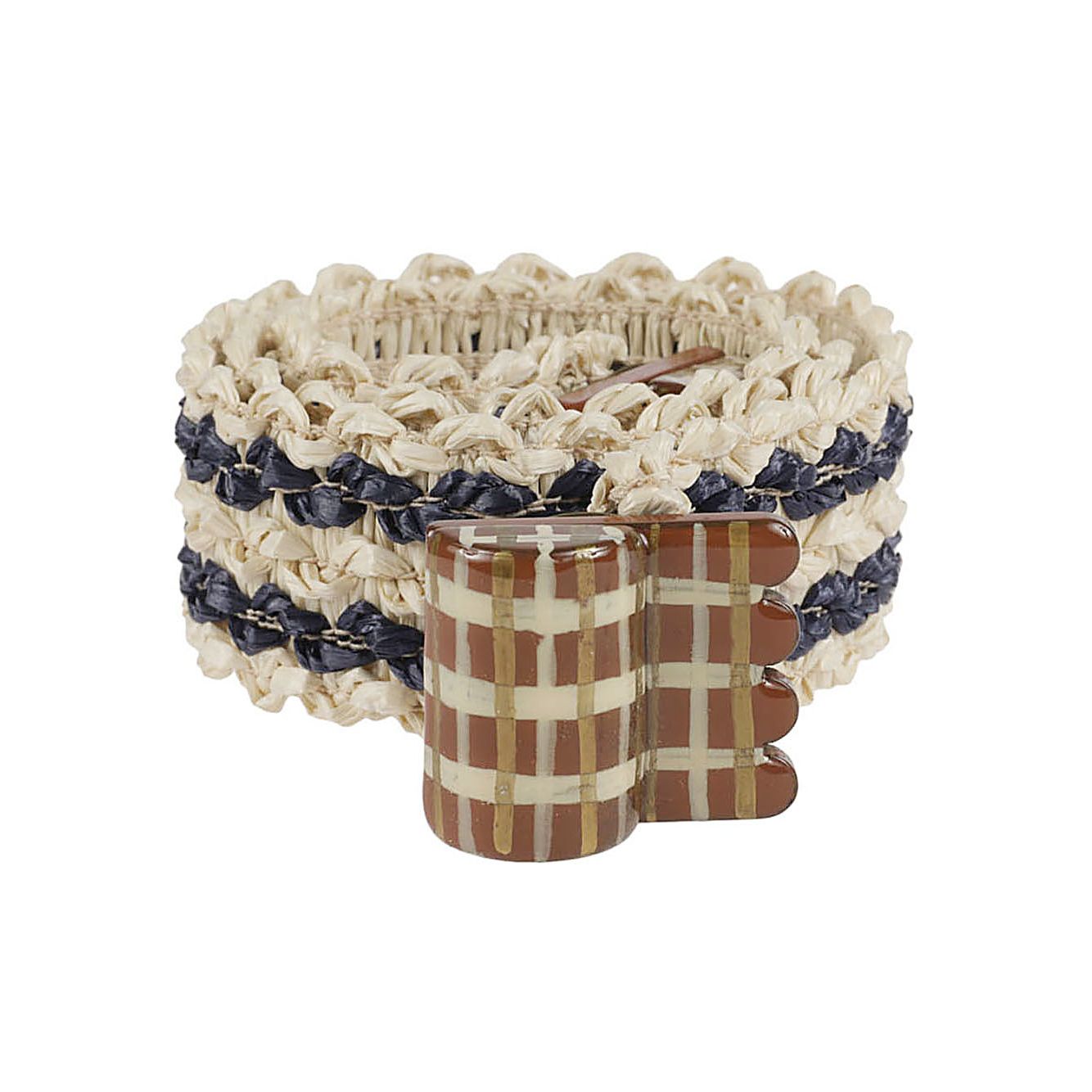 Exquisite J Striped raffia belt