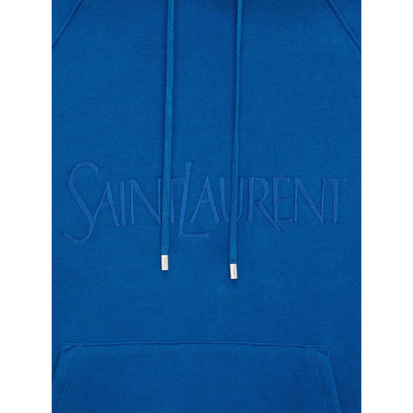 Saint Laurent logo-embroidered cotton hoodie
