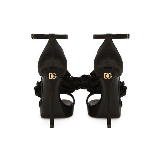 Dolce & Gabbana Keira 105mm flower appliqué sandals Sandals Dolce & Gabbana Black