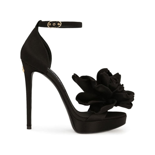 Dolce & Gabbana Keira 105mm flower appliqué sandals Sandals Dolce & Gabbana Black