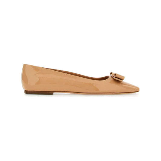 Ferragamo leather ballet flats with bow Flat Shoes Ferragamo Dark Salmon