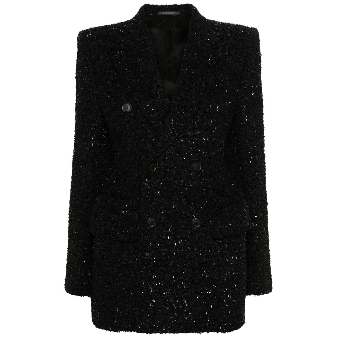 Balenciaga Hourglass tweed-texture padded-shoulder wool-blend blazer