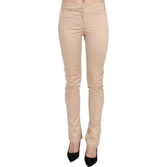 Just Cavalli Elegant Cream Low Waist Skinny Trousers Just Cavalli Tan