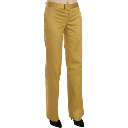 Just Cavalli Mustard Yellow Straight Formal Trousers Pants