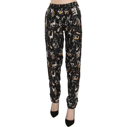 Dolce & Gabbana Elegant High Waist Tapered Silk Pants Jeans & Pants Dolce & Gabbana Gray