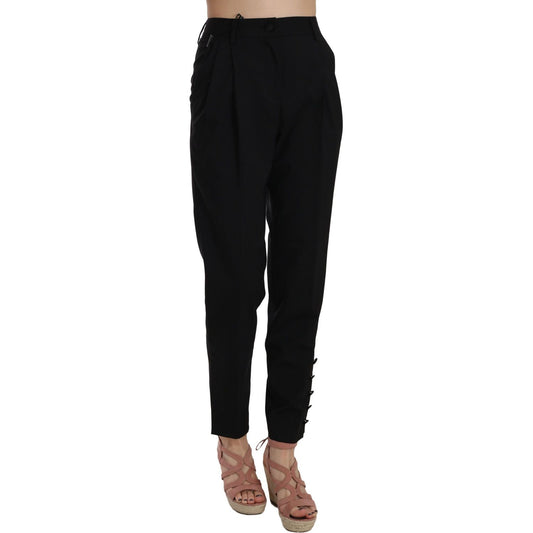 Dolce & Gabbana Elegant Pleated Tapered Black Trousers Jeans & Pants Dolce & Gabbana Black