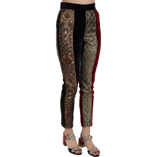 Dolce & Gabbana Elegant Multicolor Jacquard Cropped Pants Dolce & Gabbana Black