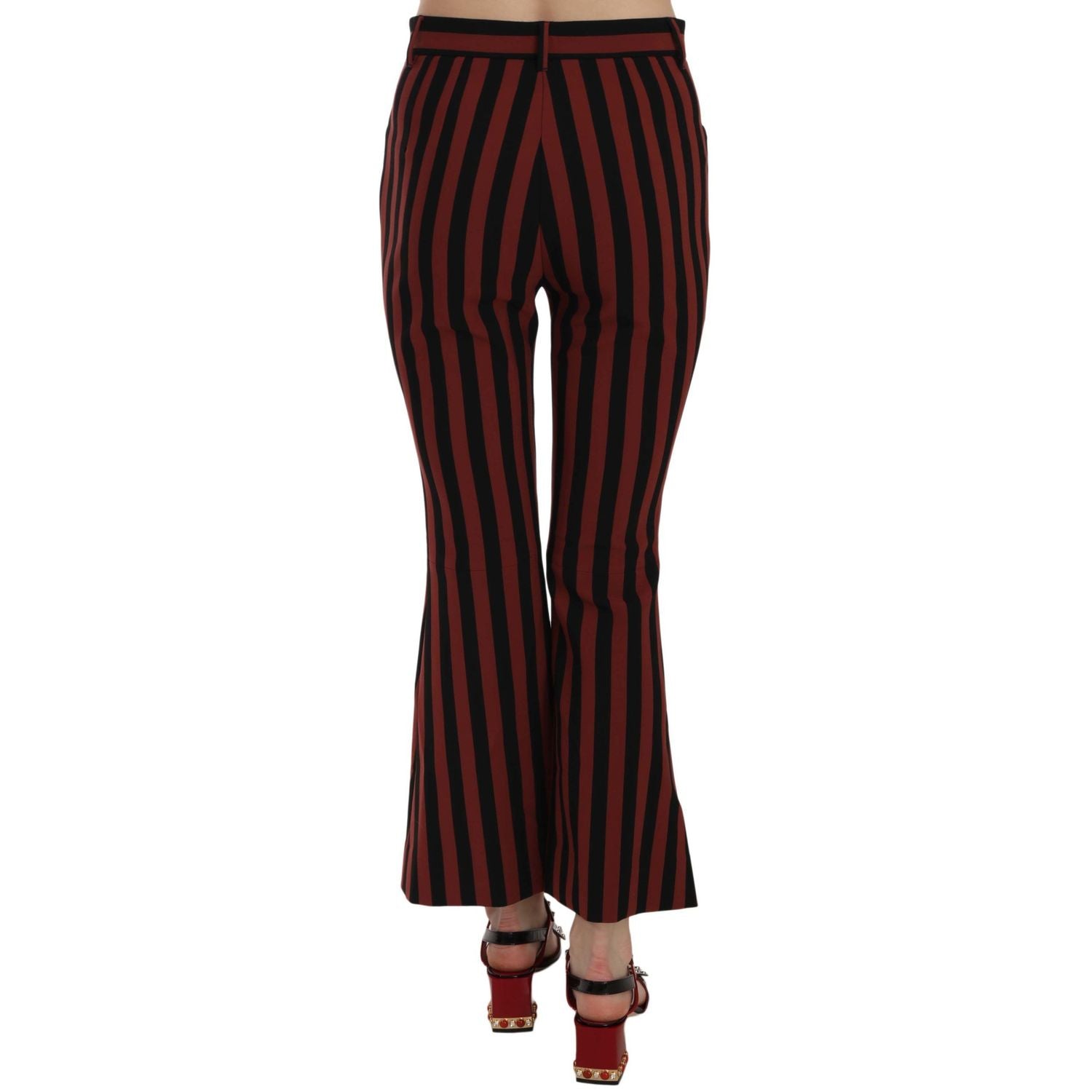 Dolce & Gabbana Black Amaranth Stripe Cropped Flared Pants