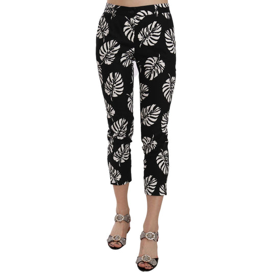 Dolce & Gabbana Elegant Skinny Capri With Palm Print Jeans & Pants Dolce & Gabbana Black