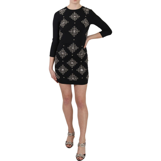 John Richmond Chic Sequined Mini Sheath Dress Dresses John Richmond Black
