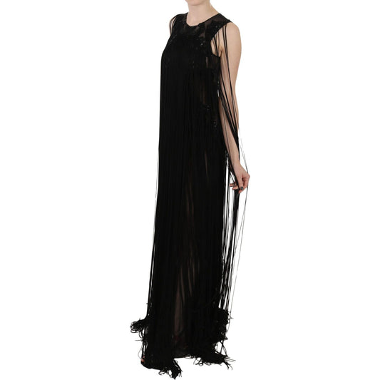 John Richmond Sheer Sequined Maxi Elegance Dress John Richmond Tan