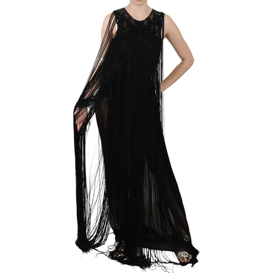 John Richmond Sheer Sequined Maxi Elegance Dress John Richmond Gray