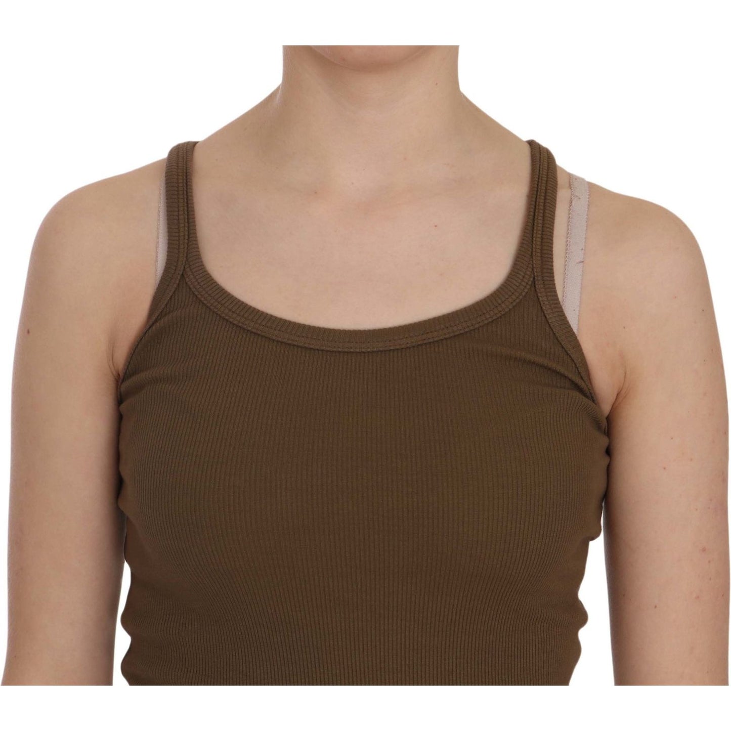 PINK MEMORIES Brown Sleeveless Spaghetti Strap Blouse Top