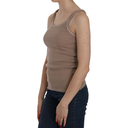 PINK MEMORIES Brown Sleeveless Spaghetti Strap Tank Blouse