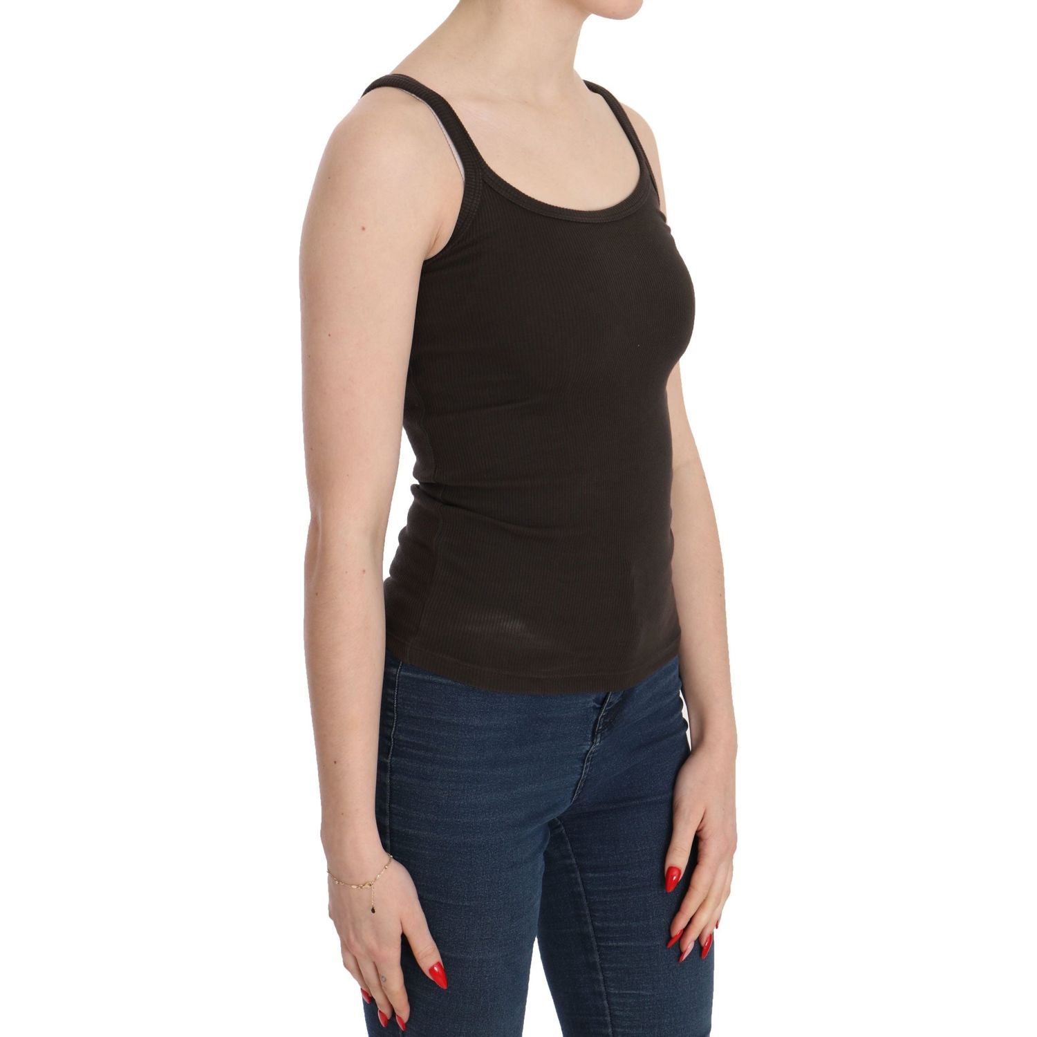 بلوزة أنيقة باللون البني الداكن بحمالات رفيعة من PINK MEMORIES