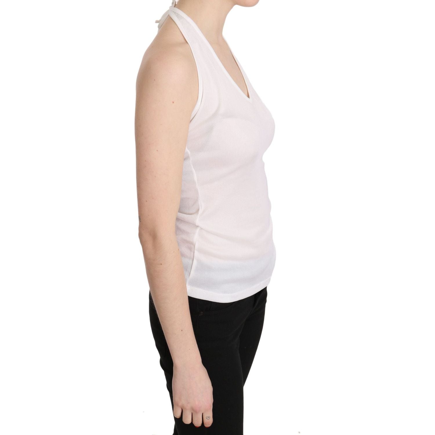 قميص GF Ferre الأنيق باللون الأبيض بدون أكمام