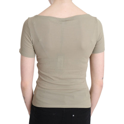 GF Ferre Gray 100% Nylon Short Sleeve Casual Tank Top Blouse