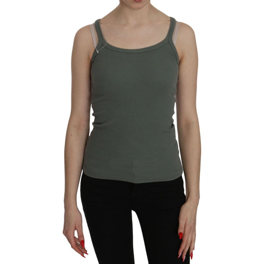 PINK MEMORIES Chic Green Spaghetti Strap Casual Tank Top PINK MEMORIES Dark Slate Gray