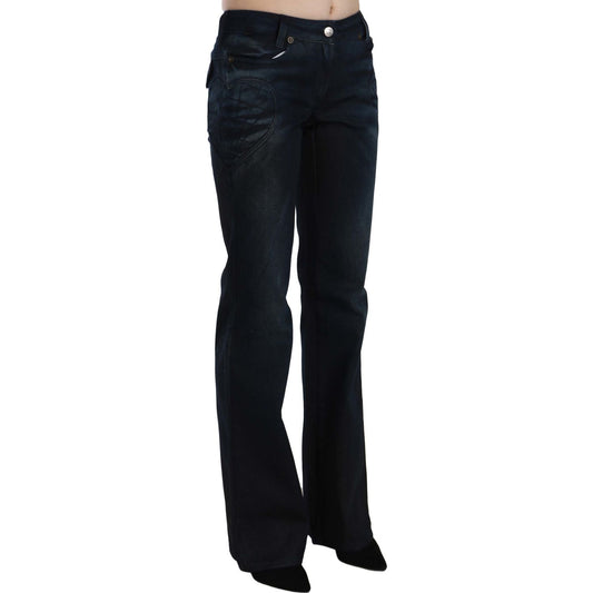 Just Cavalli Chic Mid Waist Straight Denim Pants Just Cavalli Black