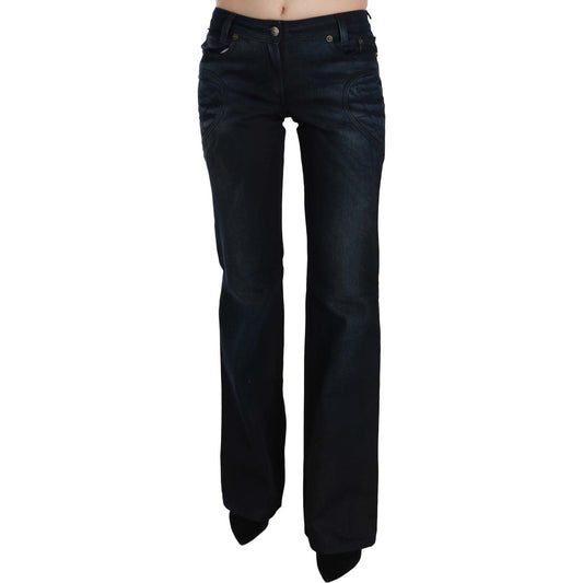 Just Cavalli Chic Mid Waist Straight Denim Pants Just Cavalli Black