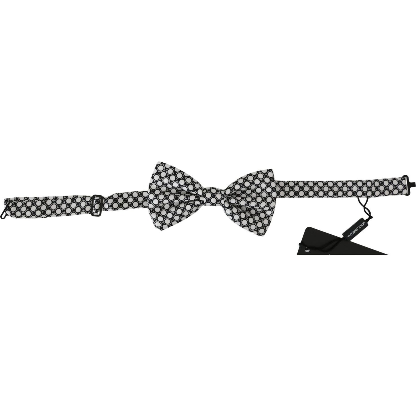 Dolce & Gabbana Men Black White Circles Adjustable Neck Papillon Bow Tie Bow Tie
