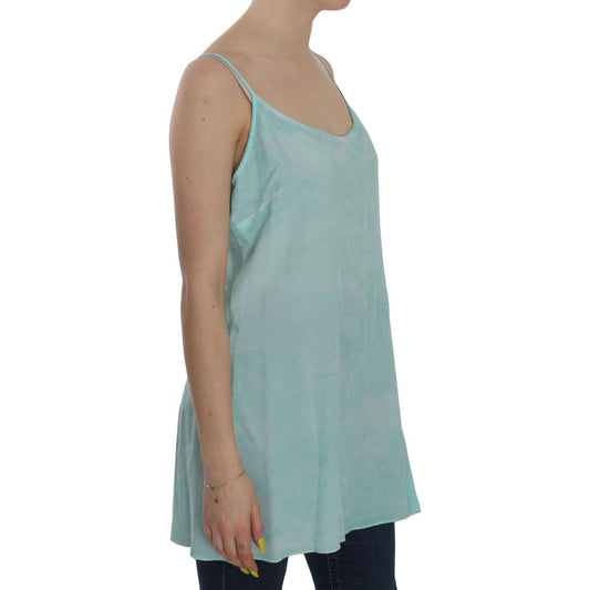 Ermanno Scervino Elegant Spaghetti Strap Sleeveless Blue Top Ermanno Scervino Dark Gray