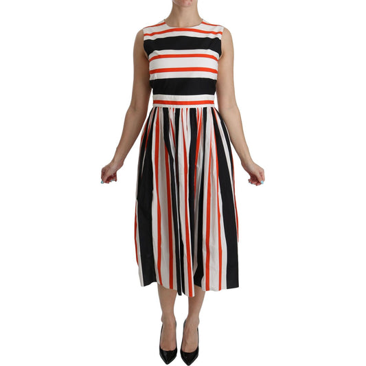 Dolce & Gabbana A-Line Pleated Midi Fashion Dress Dolce & Gabbana Dark Gray