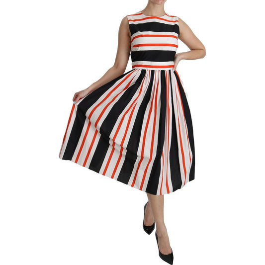 Dolce & Gabbana A-Line Pleated Midi Fashion Dress Dolce & Gabbana Black