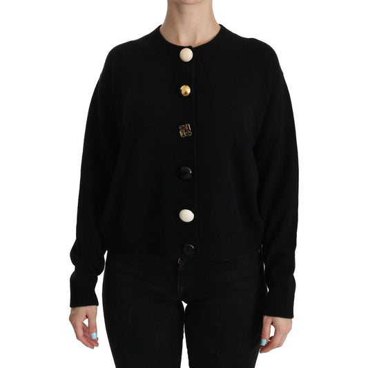 Dolce & Gabbana Elegant Black Cashmere Cardigan Top Dolce & Gabbana Black