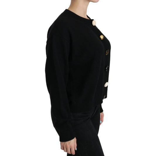 Dolce & Gabbana Elegant Black Cashmere Cardigan Top Dolce & Gabbana Black