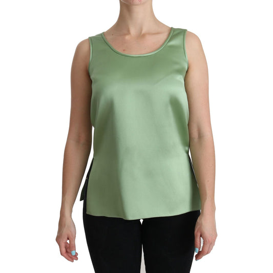 Dolce & Gabbana Elegant Silk Sleeveless Top in Light Mint Green Dolce & Gabbana Dark Sea Green
