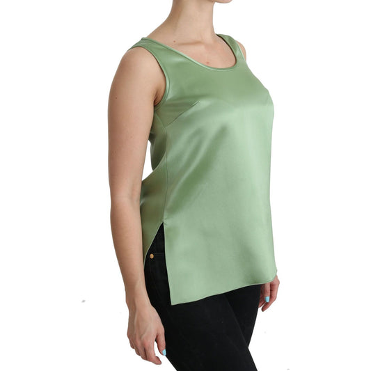 Dolce & Gabbana Elegant Silk Sleeveless Top in Light Mint Green Dolce & Gabbana Dark Sea Green