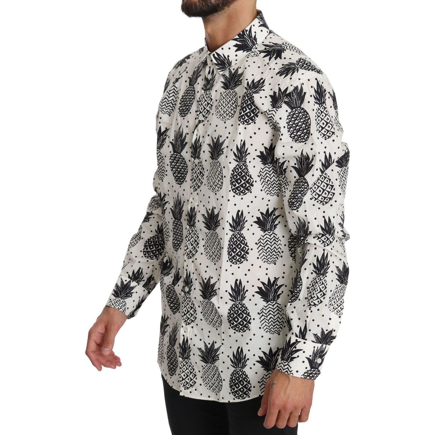 Dolce & Gabbana White Pineapple Cotton Top Shirt