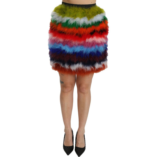 Dolce & Gabbana Chic Feather Embellished High Waist Skirt Dolce & Gabbana Sienna