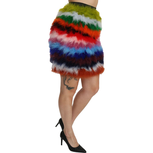 Dolce & Gabbana Chic Feather Embellished High Waist Skirt Dolce & Gabbana Sienna