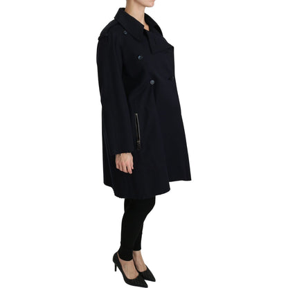 Dolce & Gabbana Coat Blue Cotton Women Trench Jacket Coats & Jackets