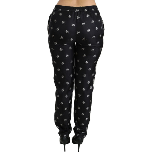 Dolce & Gabbana Elegant Mid Waist Skinny Silk Pants Jeans & Pants Dolce & Gabbana Black