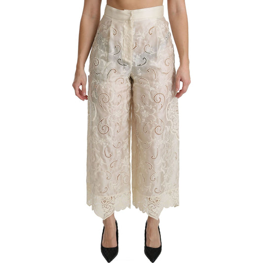 Dolce & Gabbana Elegant High Waist Palazzo Cropped Pants Dolce & Gabbana Gray