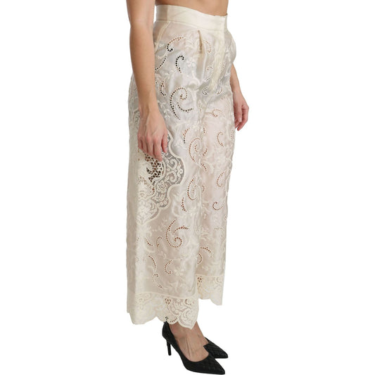 Dolce & Gabbana Elegant High Waist Palazzo Cropped Pants Dolce & Gabbana Gray